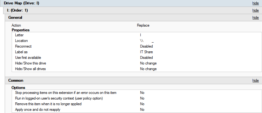 group policy mapped drives