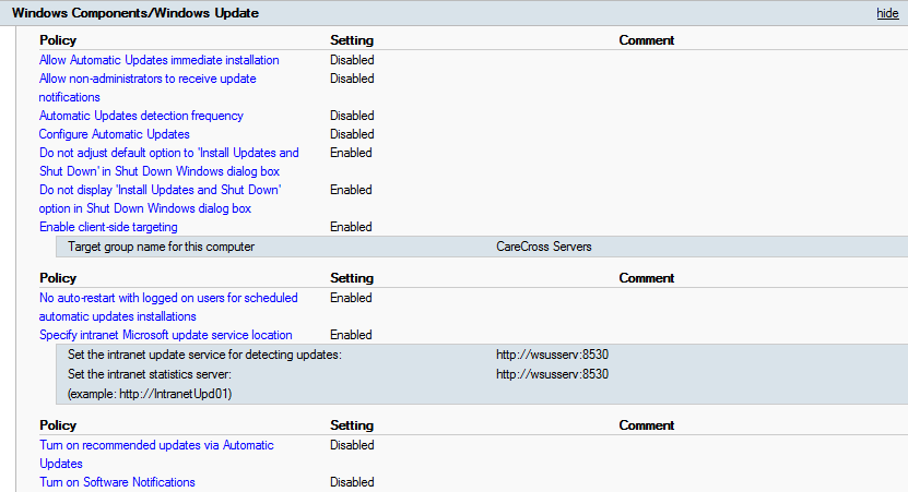 group policy wsus