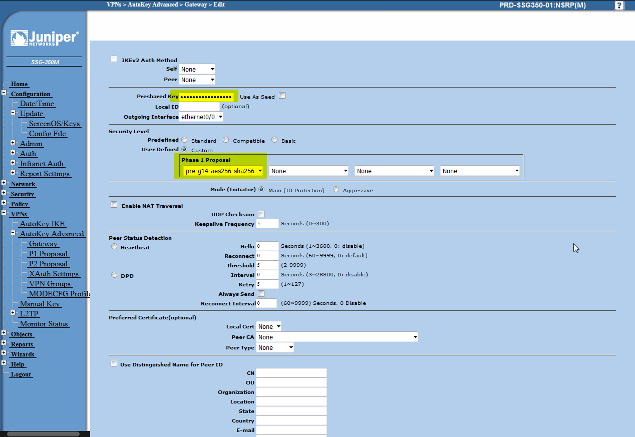 juniper site to site vpn