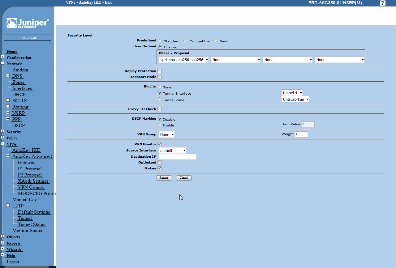 juniper site to site vpn
