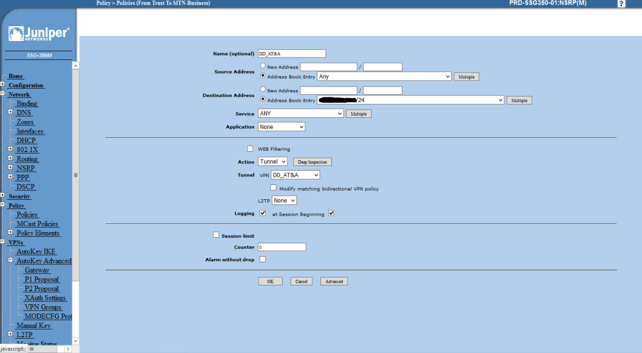 juniper site to site vpn