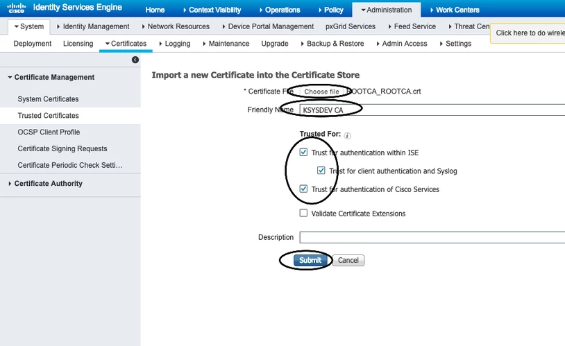 ise cert