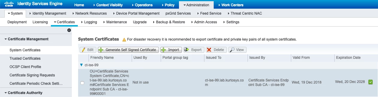 ise cert